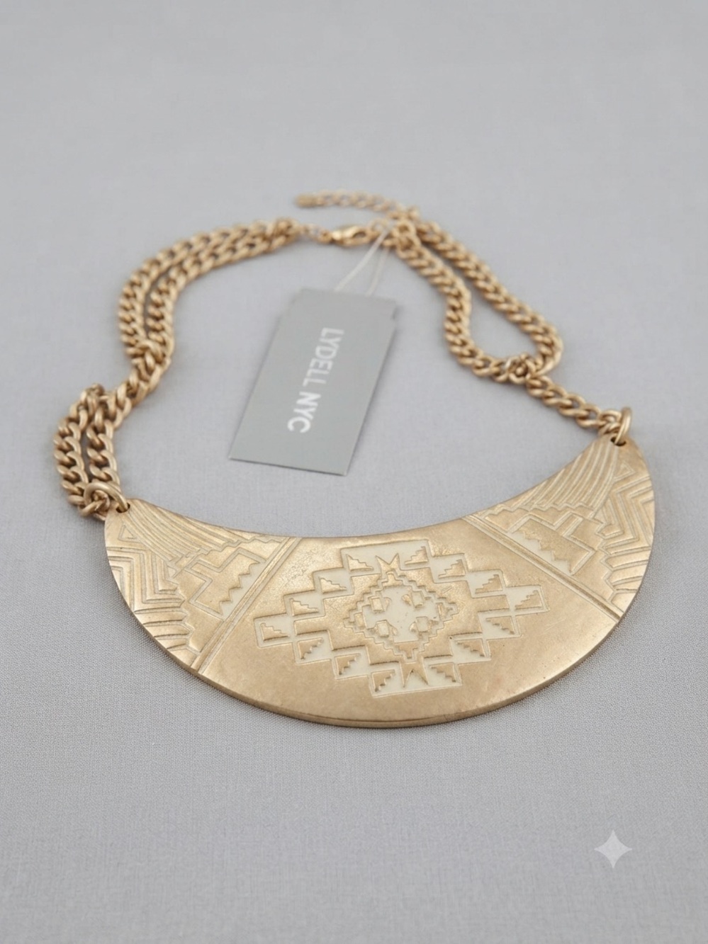 New with Tag Lydell NYC Gold-Tone Aztec Geometric Bib Necklace